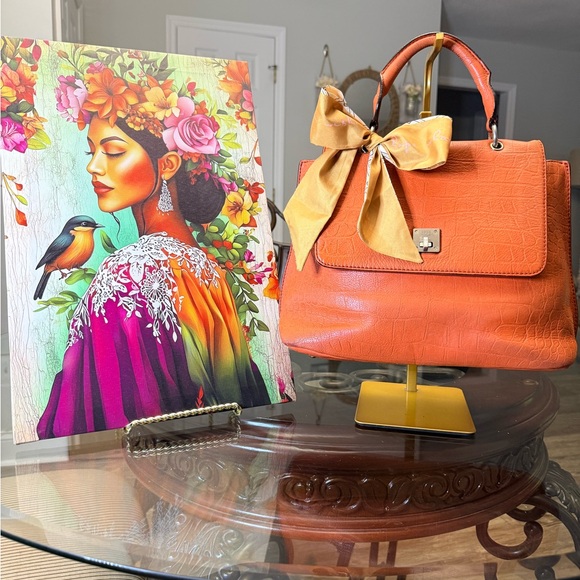 MCM Handbags - MCM Coral Satchel with Gold Bow Accent